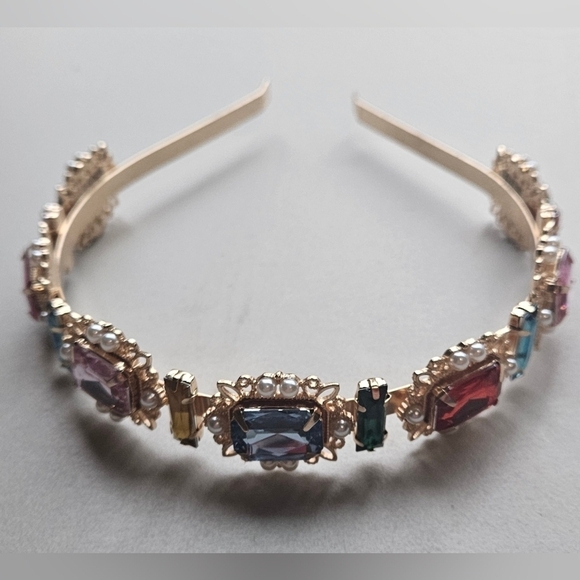 Unbranded Large Gemstones Gold Tone Adult Headband - Picture 2 of 3